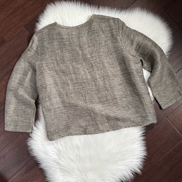 Eileen Fisher Petite 2pc Linen Neutral Skirt Suit Button Up Jacket Set MP - Picture 6 of 14